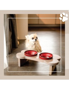 Feeding table ANYBELLY - Bone, natural oak with red... 2