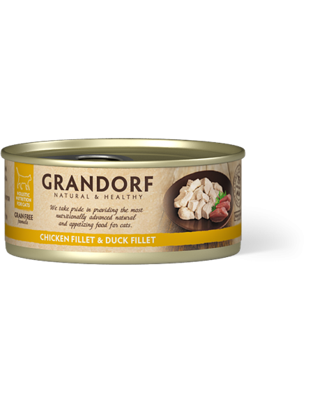 Canned food for cats GRANDORF - Chicken Breast & Duck Fillet - for adult cats, with chicken and duck meat, 70 g
