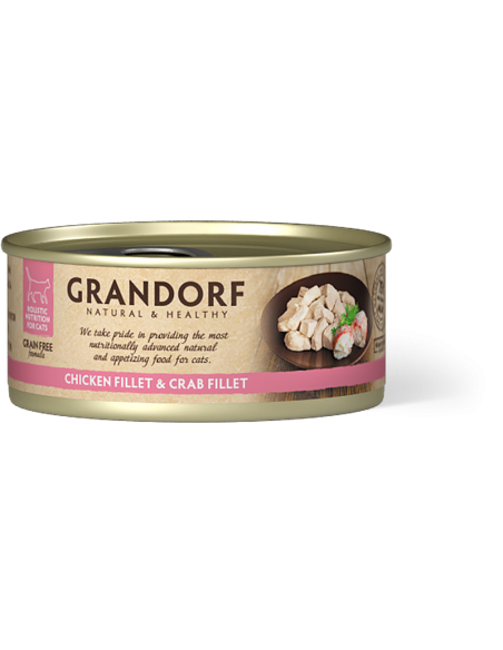 Canned food for cats GRANDORF - Chicken Breast & Crab Fillet - for adult cats, with chicken and crab meat, 70g
