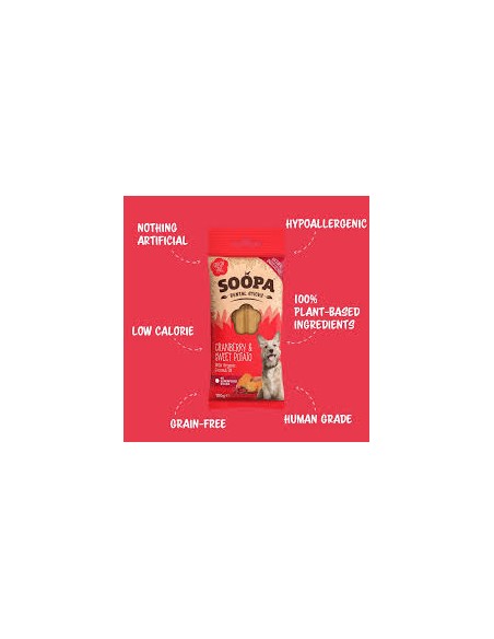 Dental Sticks, SOOPA, Sweet Potato & Cranberry, 100g.