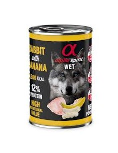 Wet Dog Food, ALPHA SPIRIT, Rabbit with Banana, 400g.