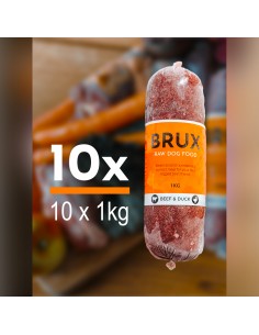 Raw Dog Food BRUX - BEEF & DUCK, 10 x 1kg