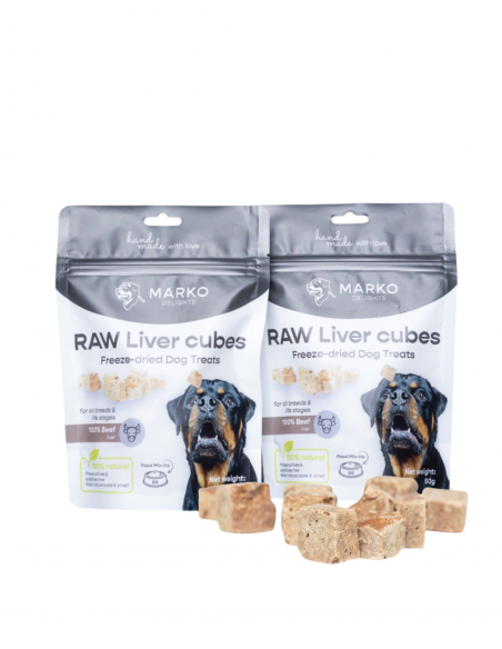 Liofilizēti kārumi MARKO DELIGHTS RAW Liver Cubes, Liellopu aknu kubiņi, 50gr