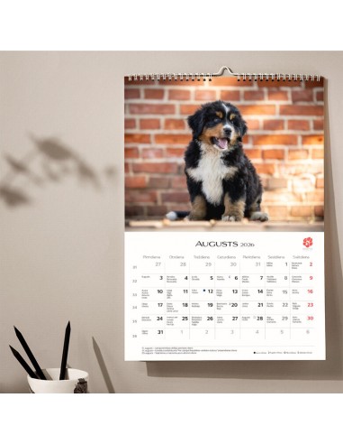 2026 calendar, KIRIGAMI PRINT, puppies, A3