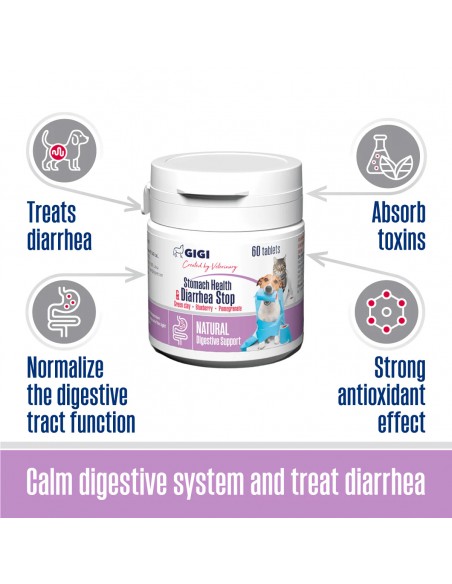 Food Supplements for dogs and cats GiGi - Stomach Health and Diarrhea Stop, 60Tab