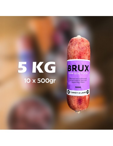 Raw Dog Food BRUX - TURKEY & LAMB, 10x 500gr