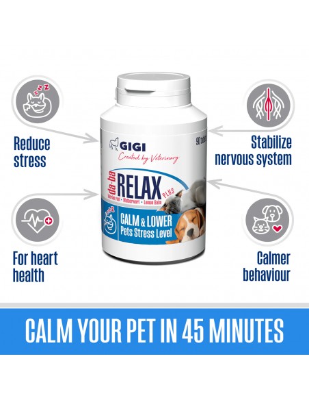 Food Supplements for dogs and cats GiGi - da-ba RELAX Plus | Calming tablets for dogs and cats, 90Tab