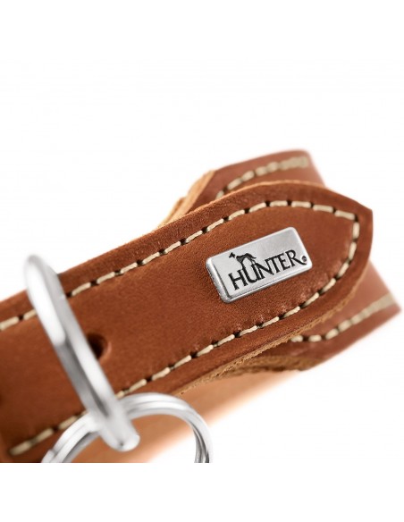 Dog collar, HUNTER AALBORG Extra wide, Cognac
