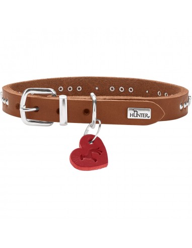 Dog collar, HUNTER AALBORG Hearts, Cognac