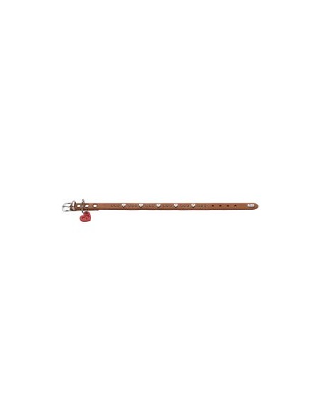 Dog collar, HUNTER AALBORG Hearts, Cognac