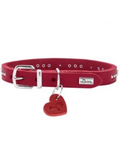 Dog collar, HUNTER AALBORG Hearts, Red