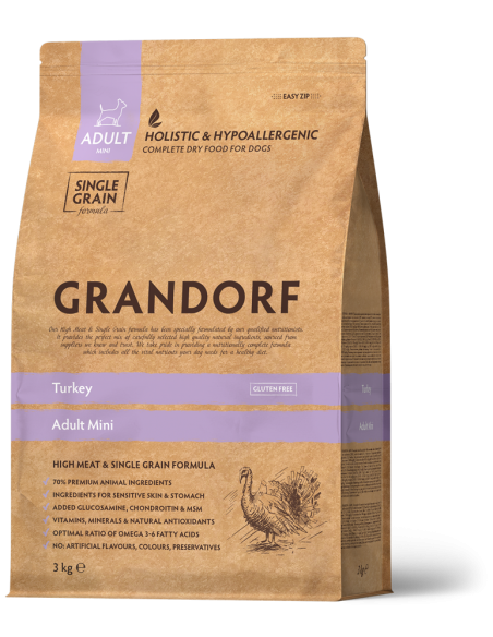 Dry food for small dogs GRANDORF - Adult Mini Turkey, 1 kg.