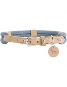Dog collar, HUNTER Malia, Dove blue/Natural