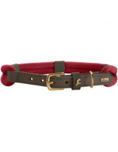 Dog collar, HUNTER Malia, Wine red/Dark brown