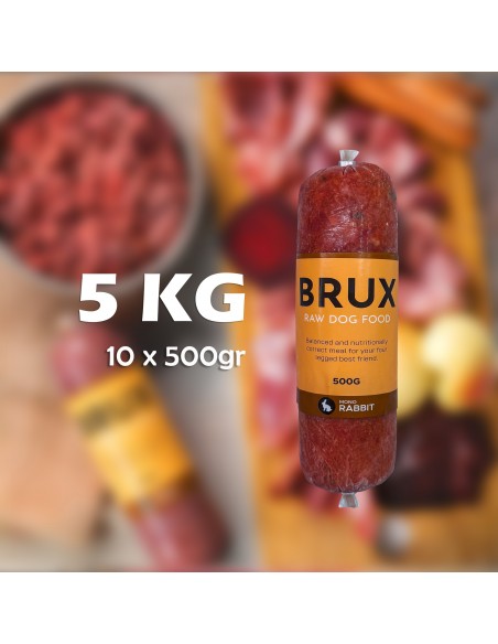 Raw dog food BRUX -MONO Rabbit, 10 x 500gr.