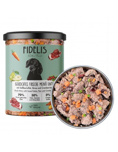 Canned dog food, FIDELIS, Duck Menu with Sweet...