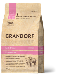 Sausā barība kaķēniem GRANDORF - Lamb & Turkey, 2 kg.