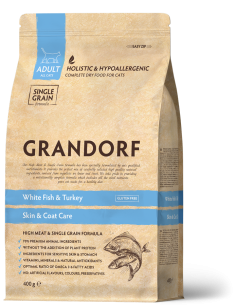 Dry food for cats, GRANDORF, White Fish & Turkey, Skin&...