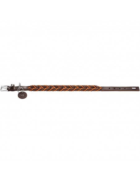 Dog collar, HUNTER, Solid Education Cord, dark brown/orange