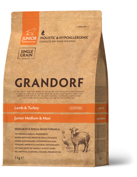 Dry ​​food for juniors, GRANDORF - Lamb and turkey, 3 kg.