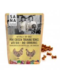 Dog training treats, SANA, chicken bones with blueberries...