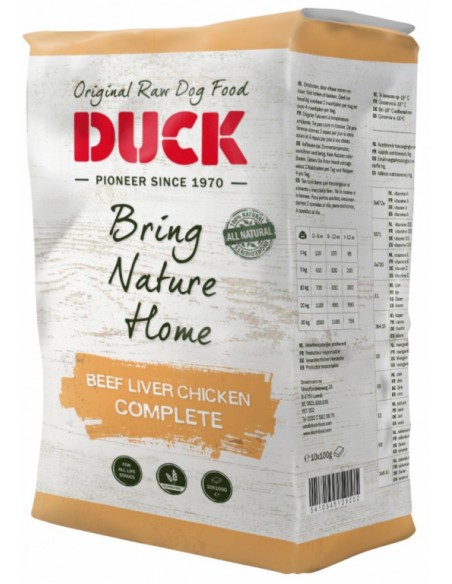 Raw Dog Food DUCK CONSUMER, BEEF LIVER&CHICKEN - Beef and Chicken, 1kg