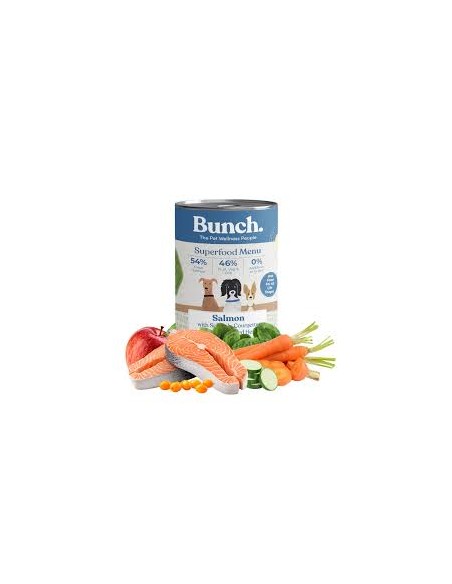Konservēta suņu barība, BUNCH, Lasis ar cukini un spinātiem, 400g.