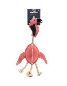 Suņu rotaļlieta, WOOFFEE, ādas flamingo ar virvi, 44 cm