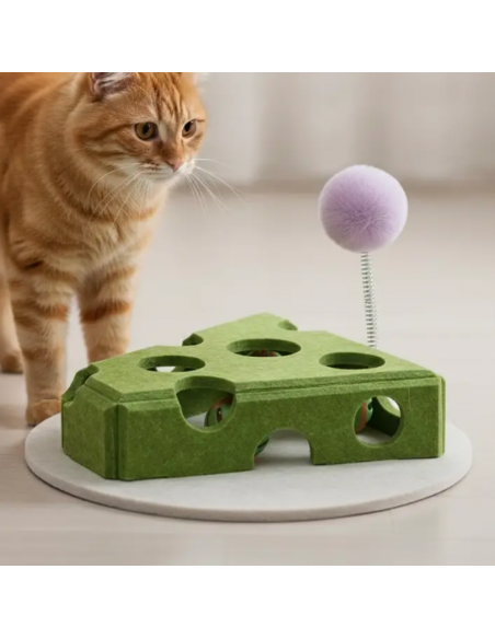 Cat toy, DOGGOTIQUE, cheese box, 22 cm x 20 cm x 5.5 cm, green