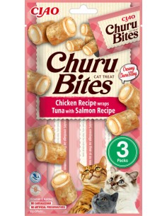 Cat treats, CHURU bites with chicken, tuna and salmon, 3x10g