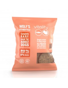 Fresh food for dogs, WOLF'S MENU, turkey and salmon, 800 gr.