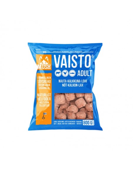 MUSH VAISTO BLUE liellops tītars lasis, svaigā barība suņiem 800 gr