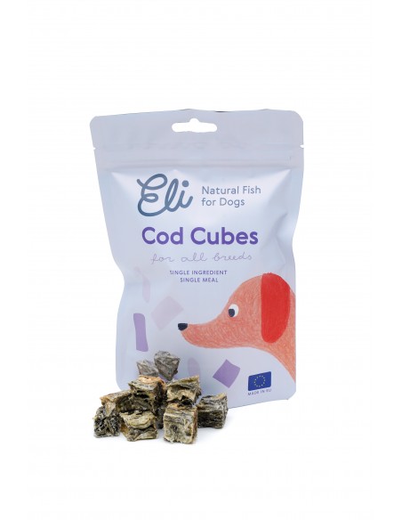 Kārumi suņiem ELI Pet - COD CUBES, Mencu ādas kubiņi, 80gr