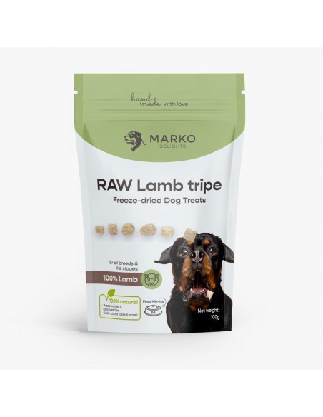 Liofilizēti kārumi MARKO DELIGHTS RAW Lamb Tripe jēra kuņģi 100 gr