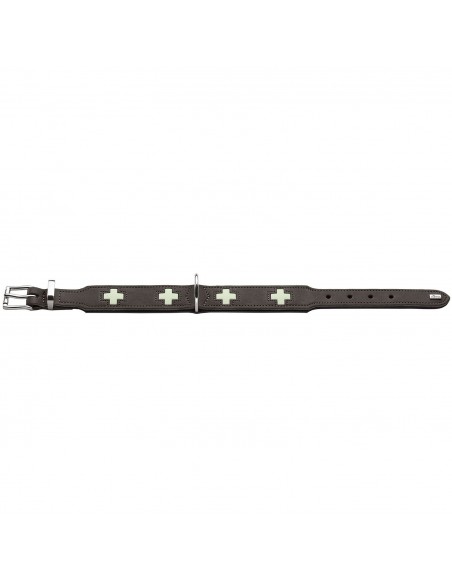 Glow in the dark dog collar, HUNTER, Swiss Glow, stone grey
