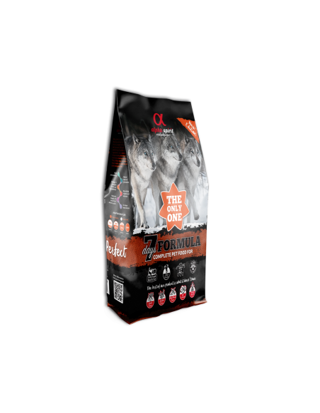 Dry dog food, ALPHA SPIRIT - 7 Days Formula - pork, chicken & fish, cold pressed, 85% meat and fish, 3 or 12 kg.